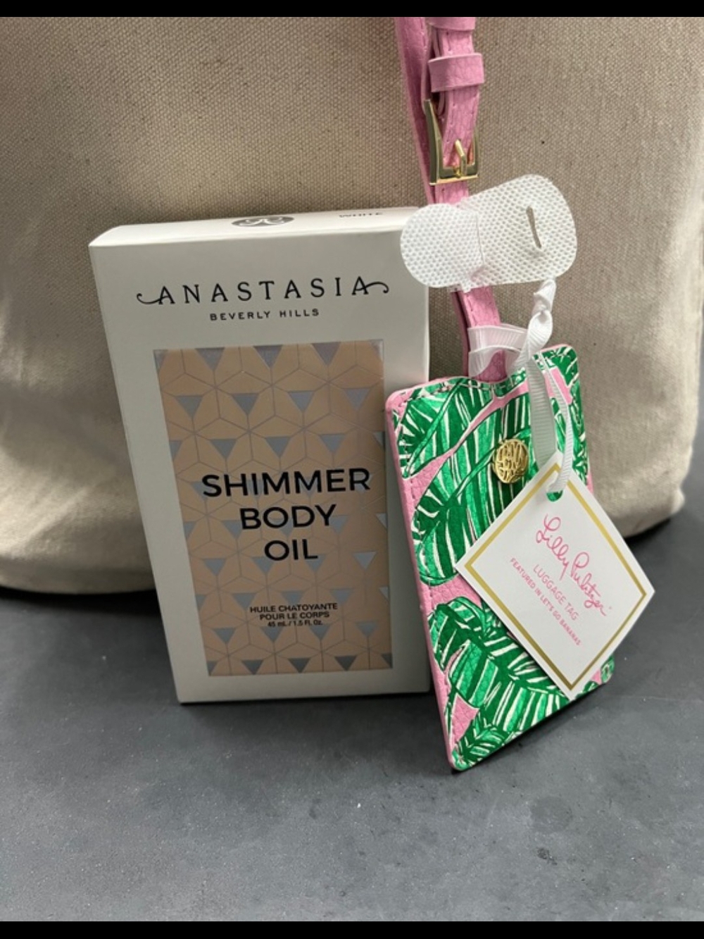 Anastasia Beverly Hills Shimmer Body Oil & Lily Pulitzer Luggage Tag Bundle NWT